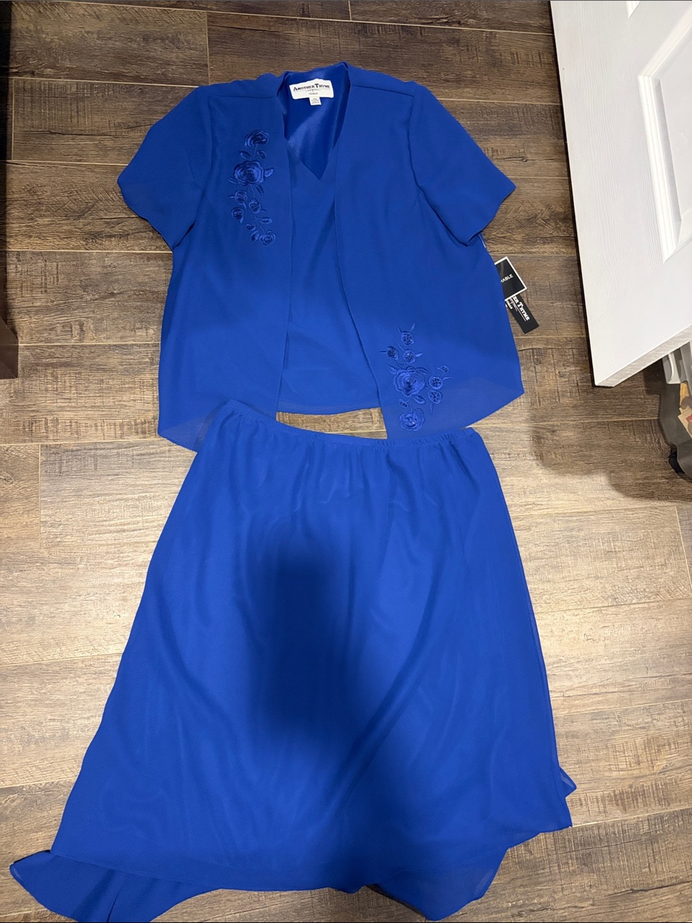 Another Thyme Royal Blue Embroidered Two-Piece Formal Set